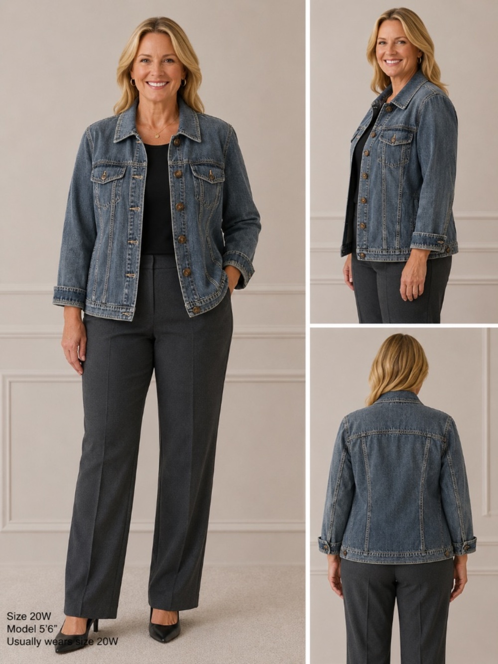 CJ Banks 2X Denim Jean Jacket Blazer Plus Size Button Front